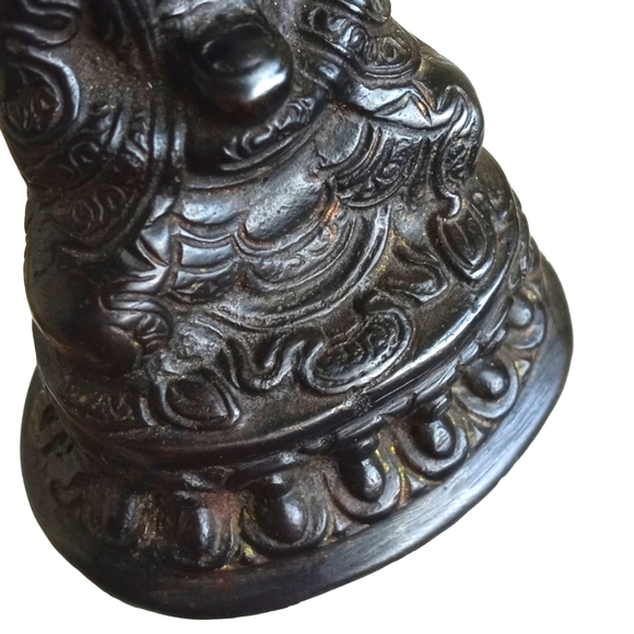 Antique Brass Bronze 4" Sitting Buddha on Lotus - Picture 7 of 11